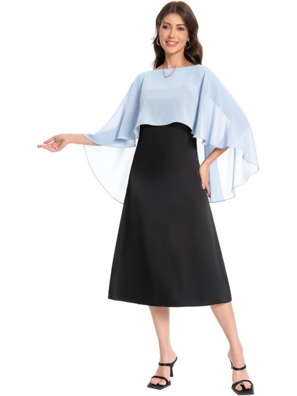 Elegant Chiffon Capelet Shawl for Evening Dresses | Soft Bridesmaid Wraps - Picture 3 of 5